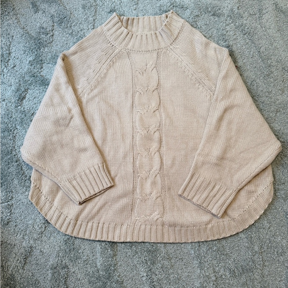 SHEIN Light Tan Cable Knit Turtleneck Sweater